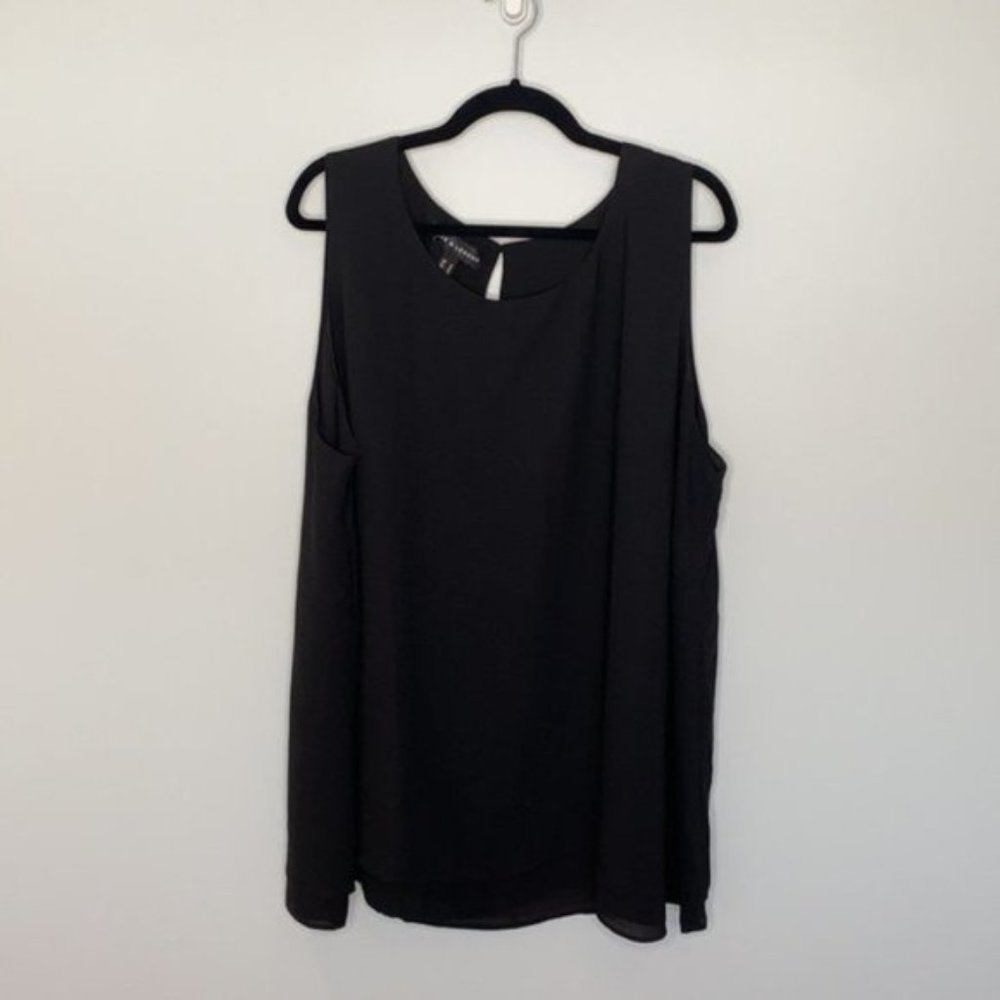 Love & Legend Women Black Sheer Layered Sleeveless Casual Blouse Plus Size 24